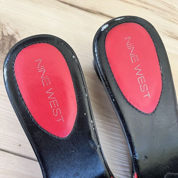 Vintage 90s y2k Mod Chunky Platform Slides Black White Nine West Size 8.5 M - Picture 9 of 11